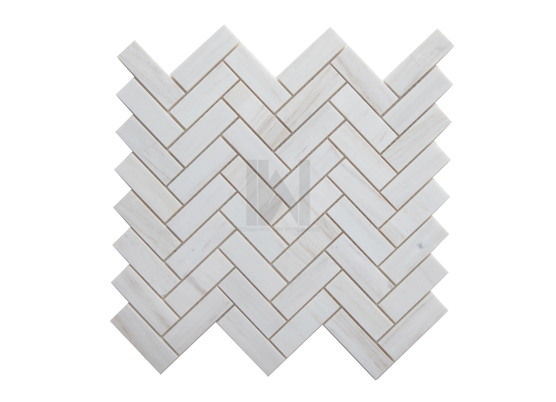 Wooden White 1''x3'' Herringbone Marble Mosaic