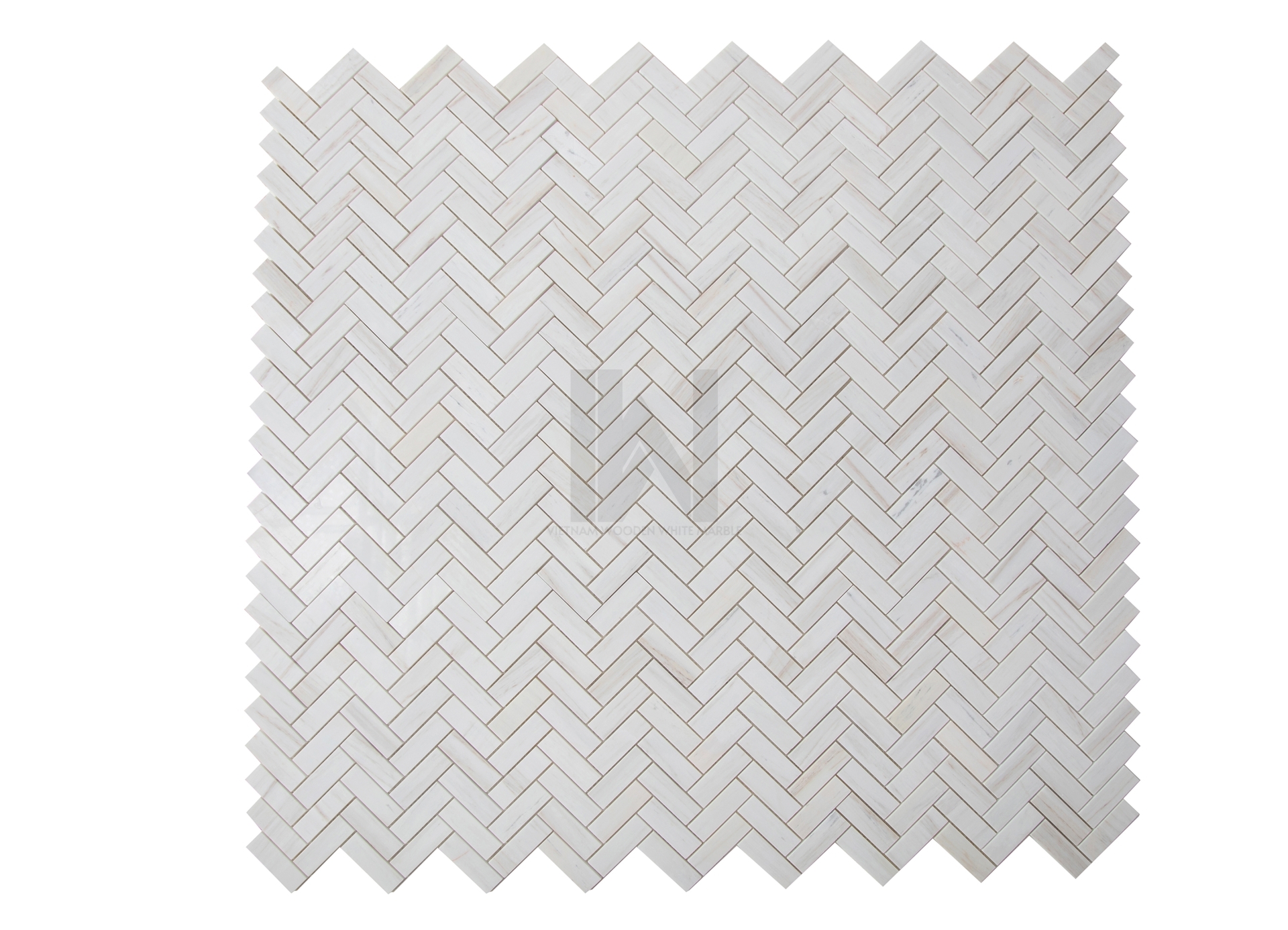 Wooden White 1''x3'' Herringbone Marble Mosaic