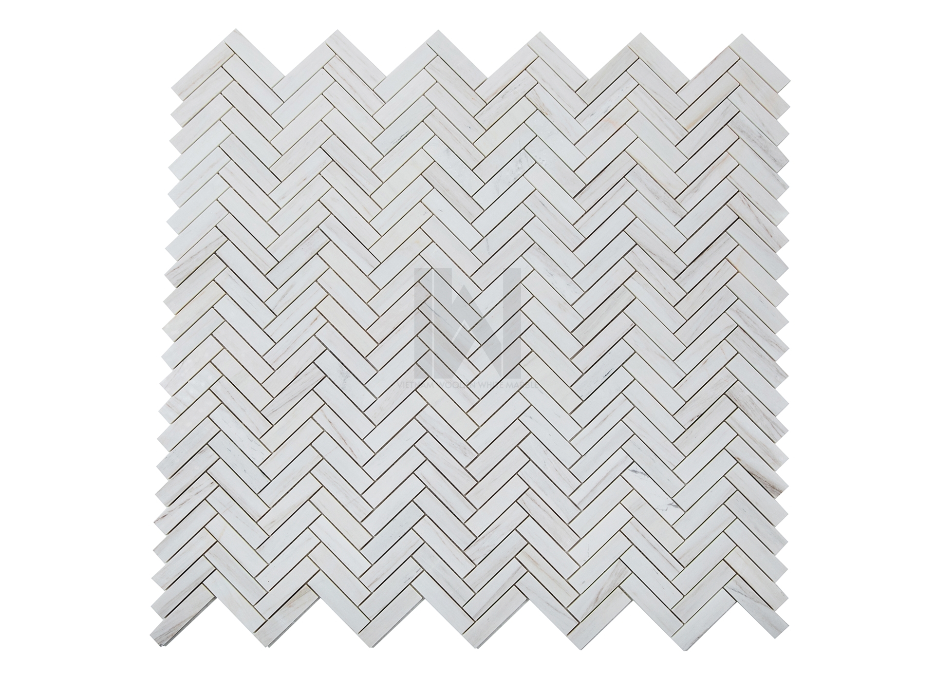 Wooden White 1''x4'' Herringbone Marble Mosaic