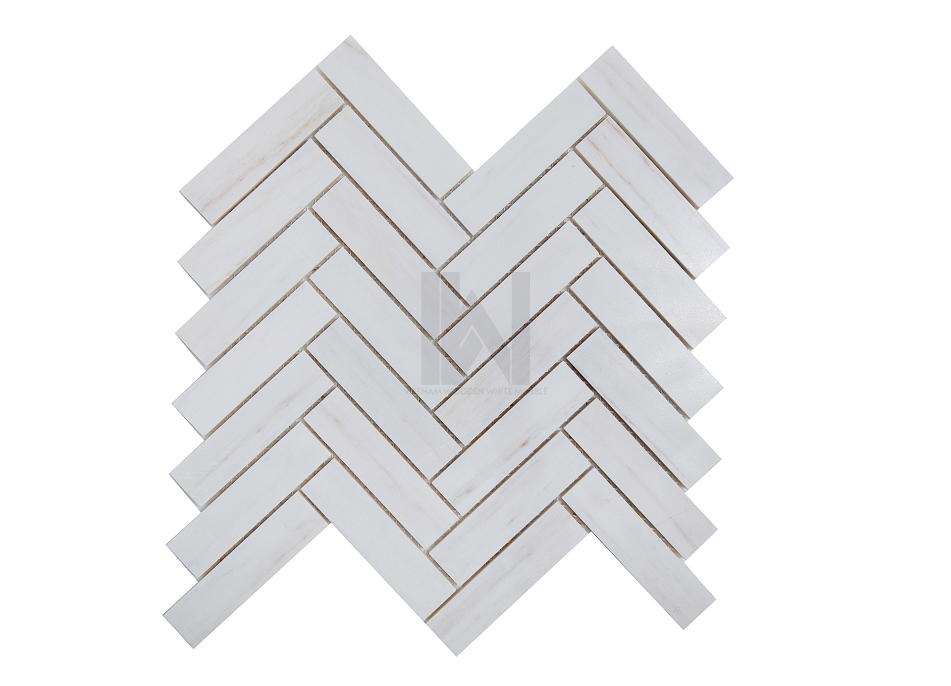 Wooden White 1''x4'' Herringbone Marble Mosaic