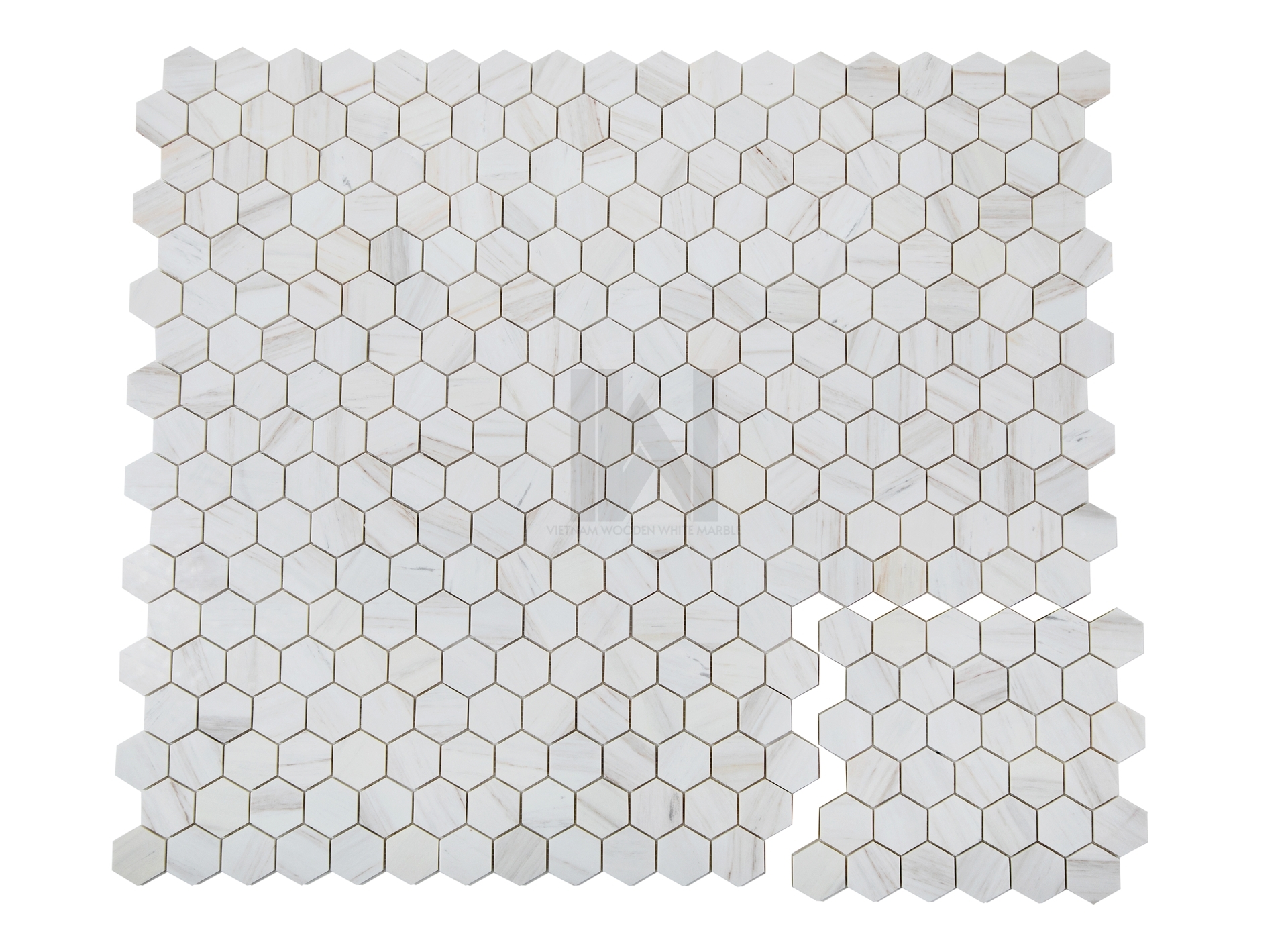 Wooden White 2'' Hexagon Mosaic