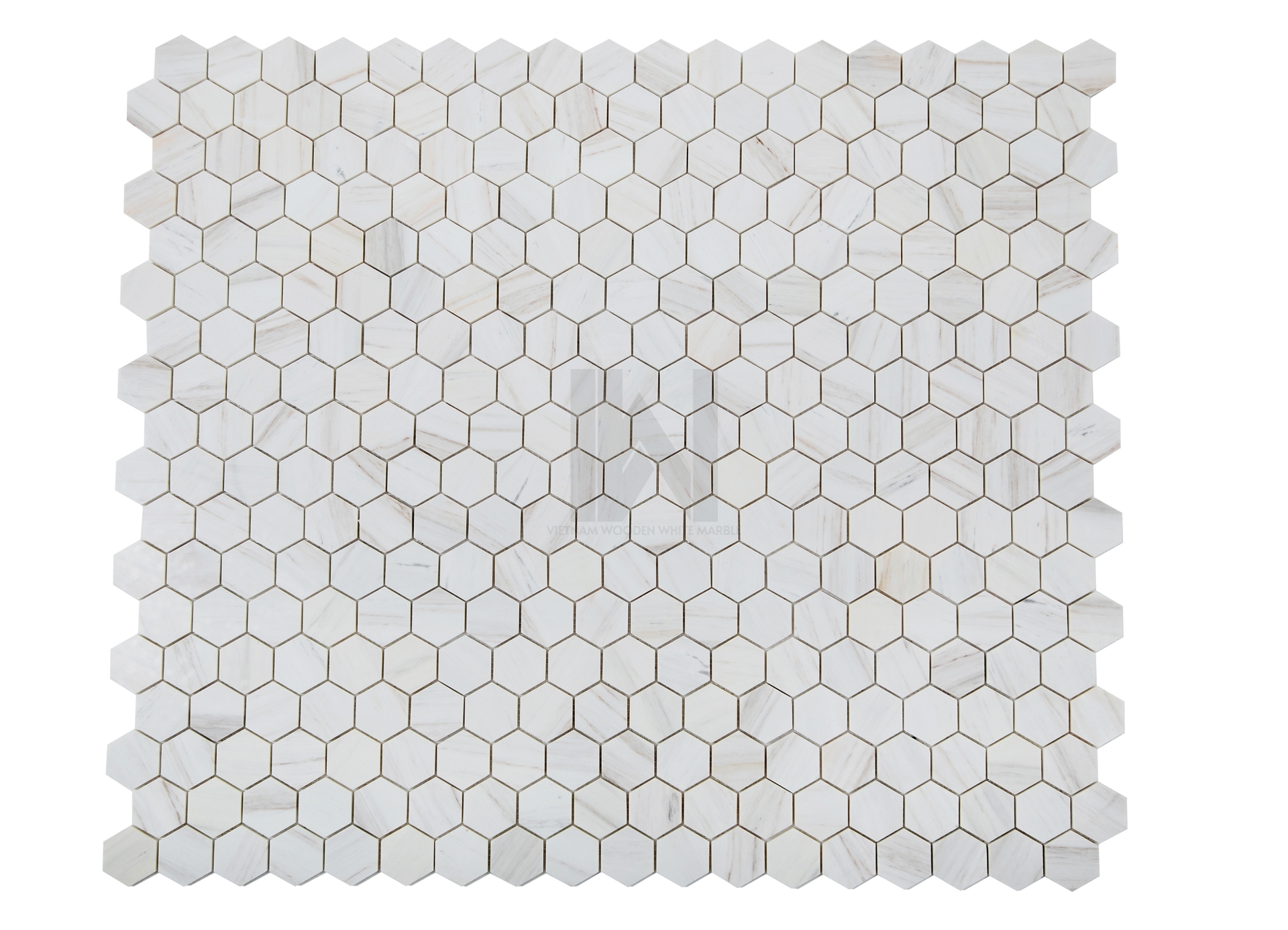 Wooden White 2'' Hexagon Mosaic