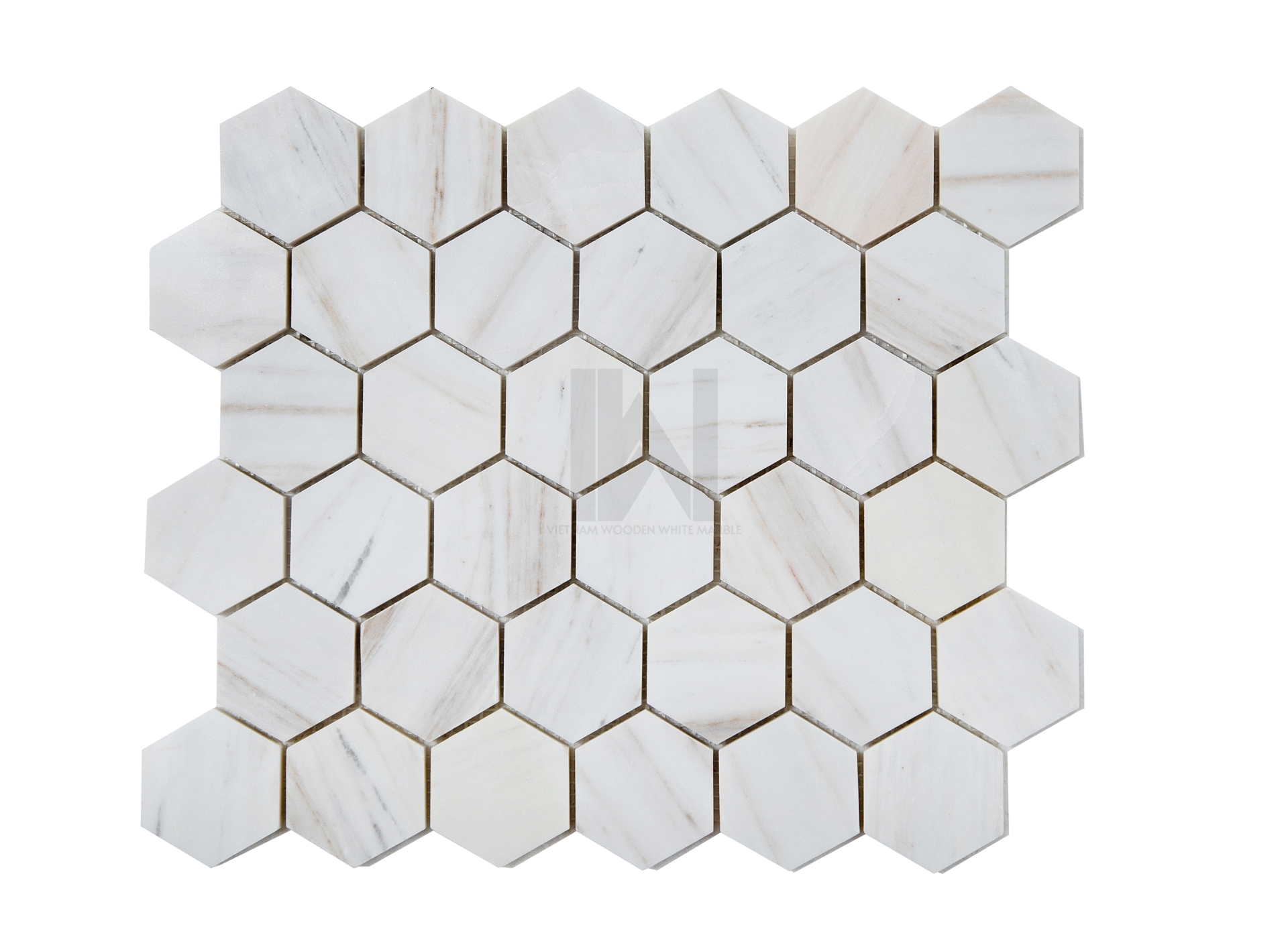 Wooden White 2'' Hexagon Mosaic