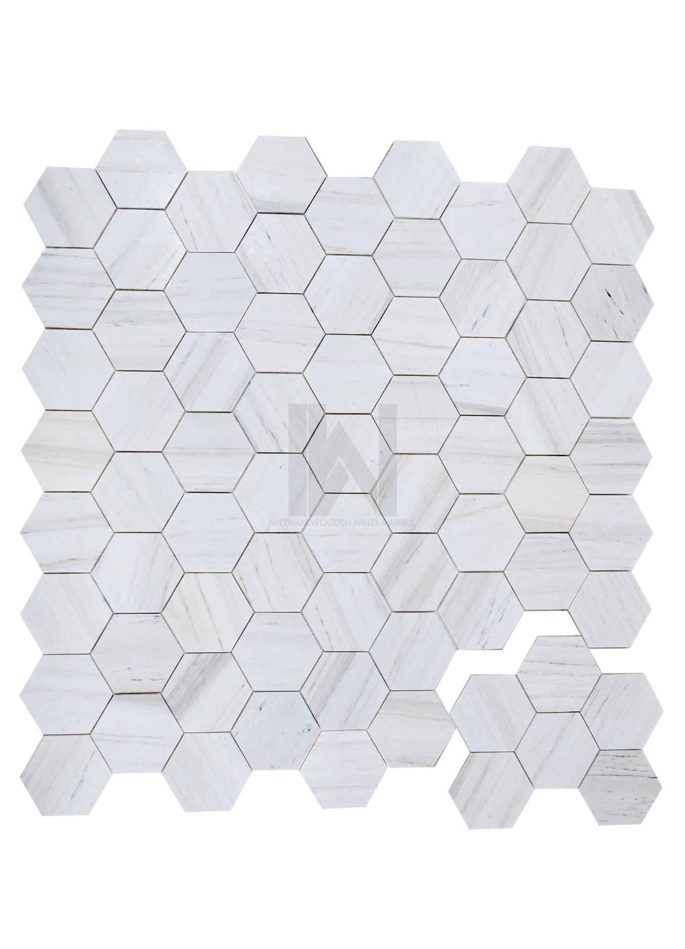 Wooden White 5'' Hexagon Marble Mosaic