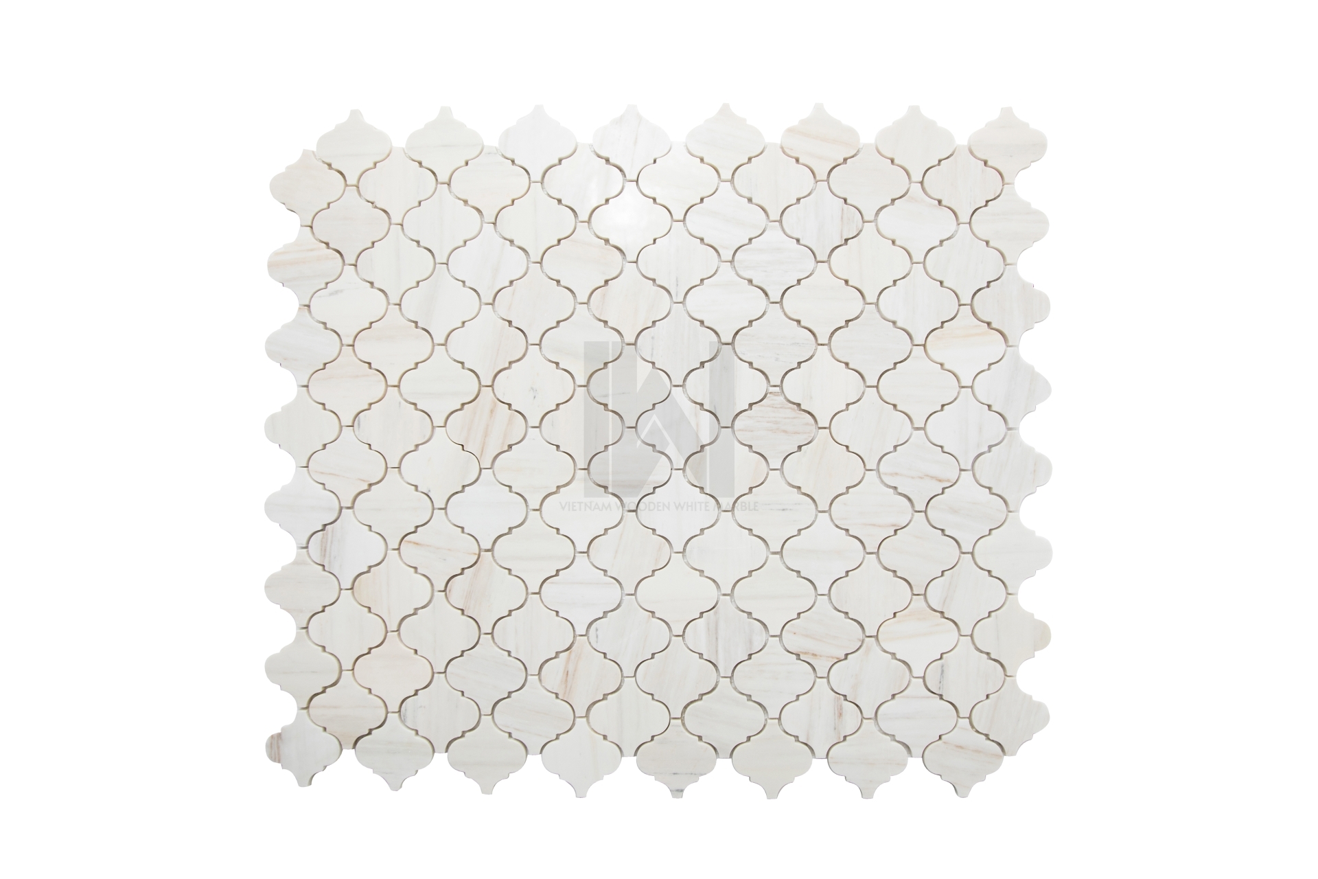 Wooden White Arabesque Marble Mosaic