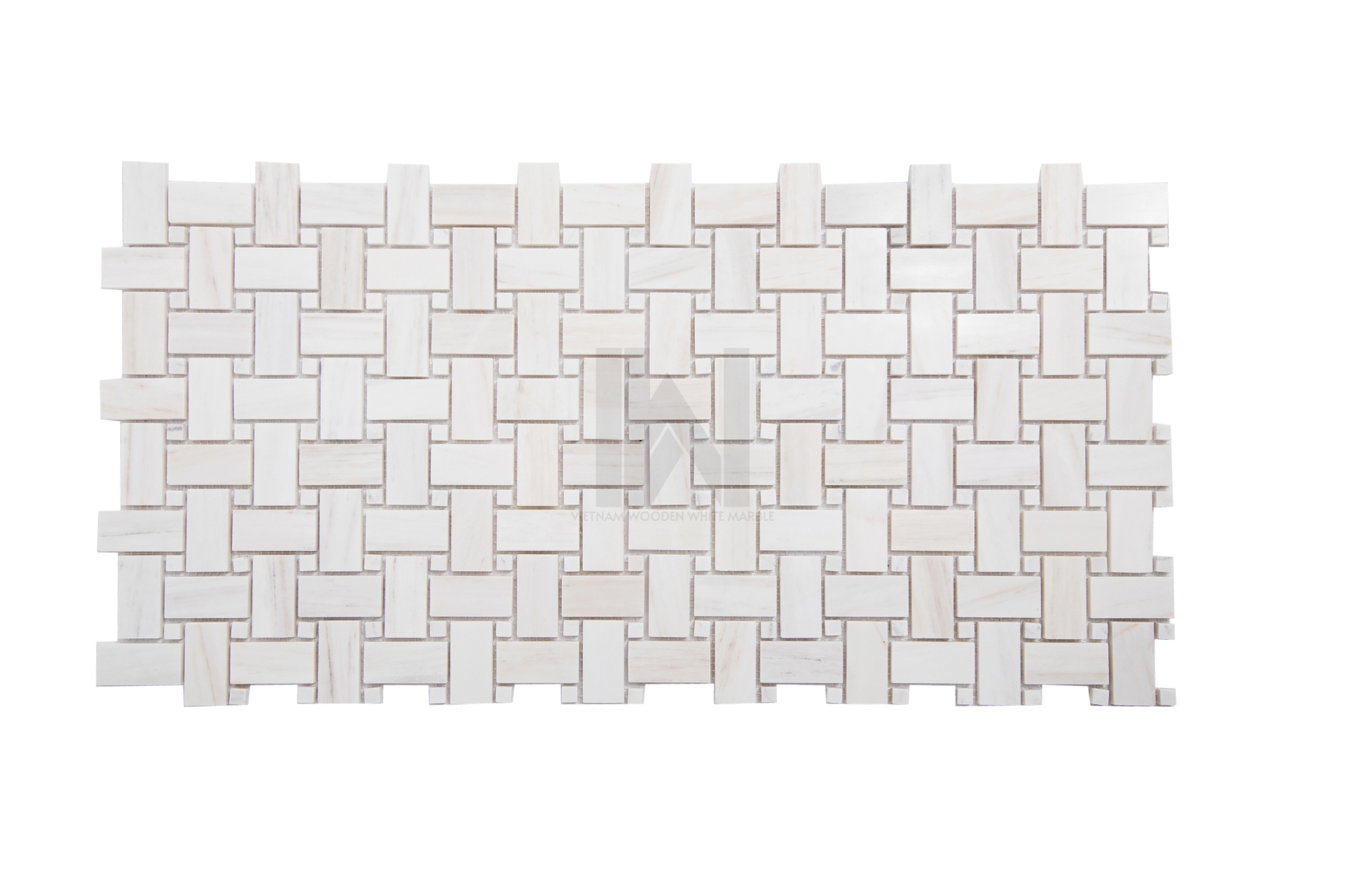 Wooden White Basket Weave Marble Mosaic