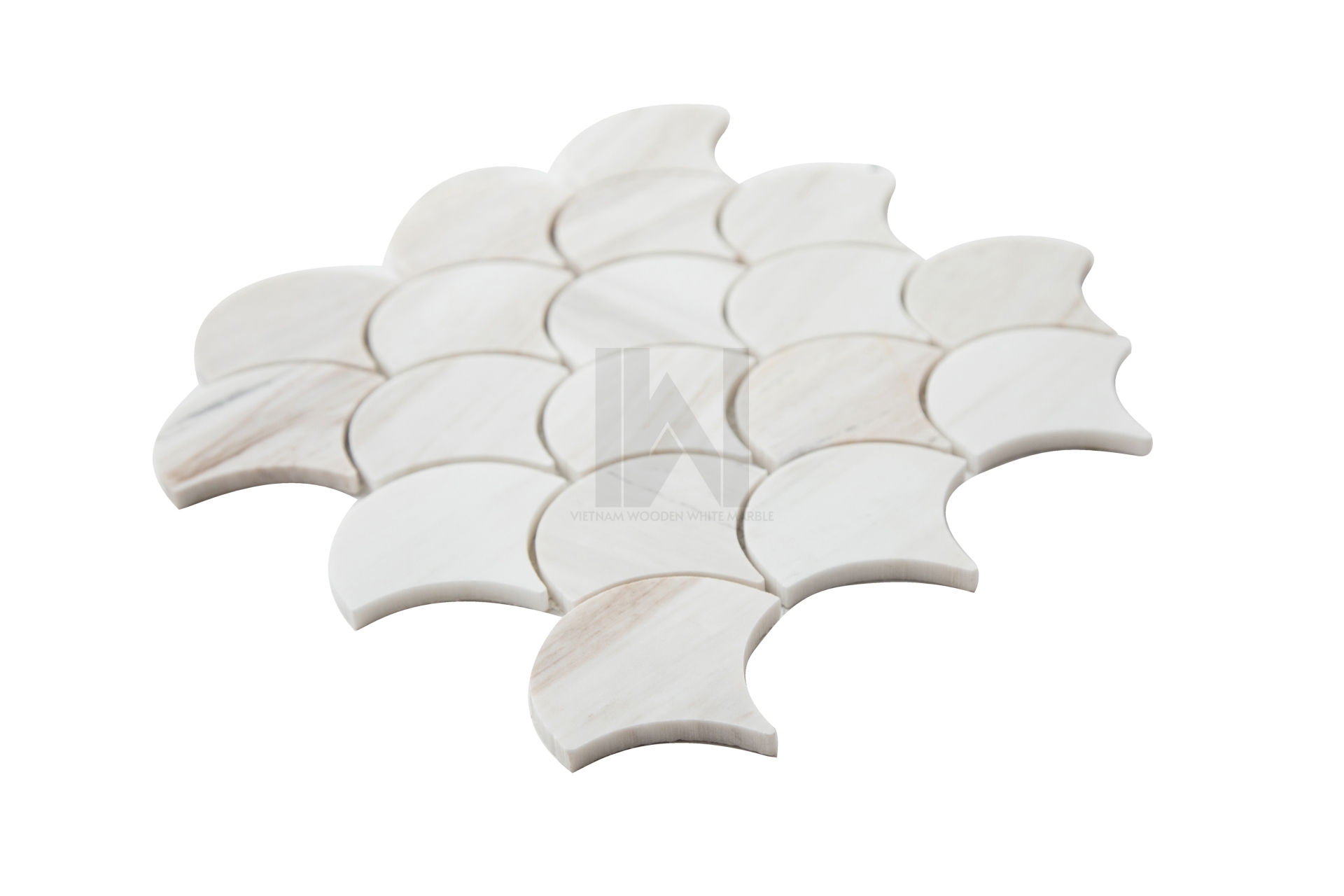 Wooden White Fish Scale Marble Mosaic
