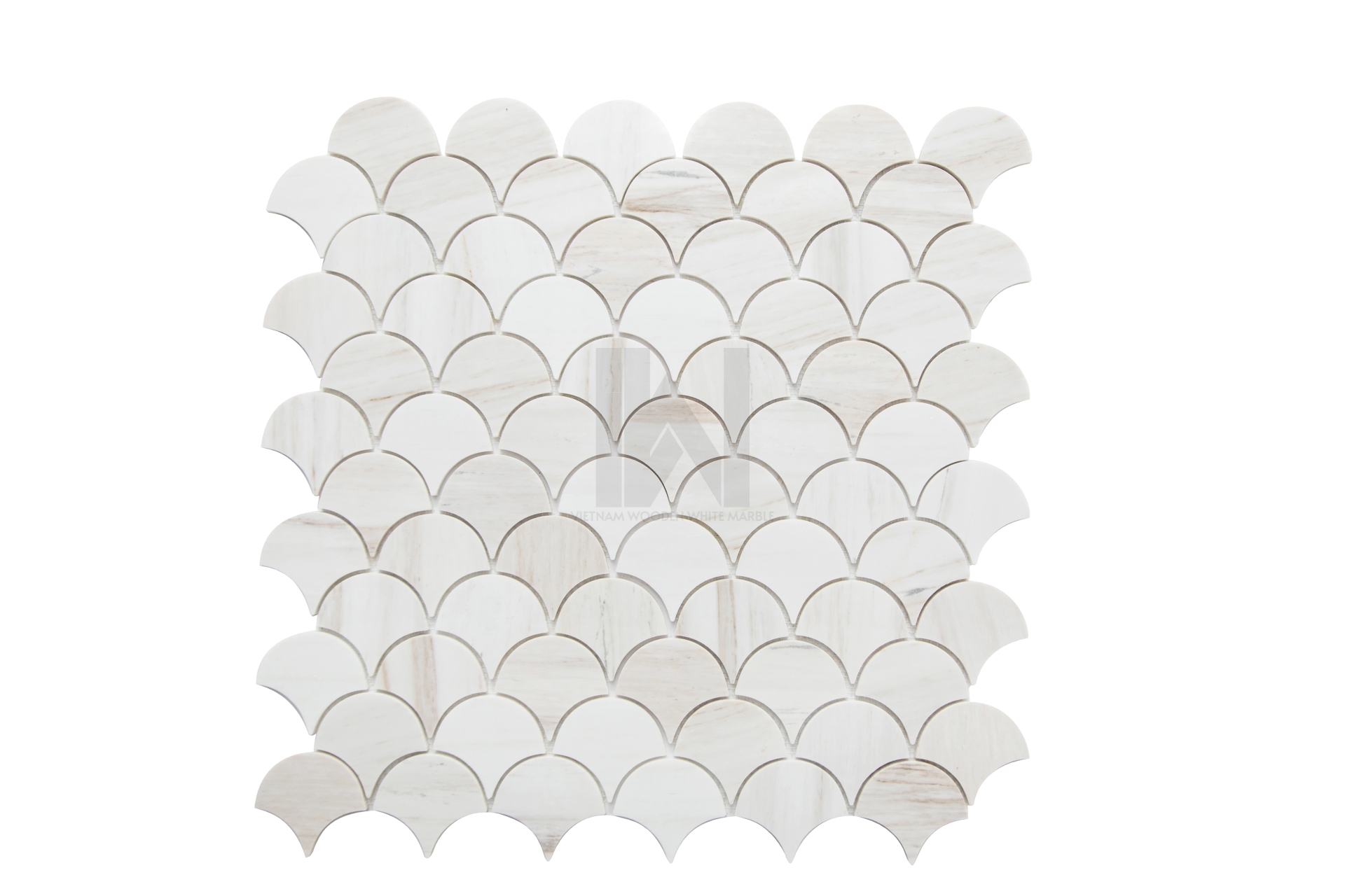 Wooden White Fish Scale Marble Mosaic