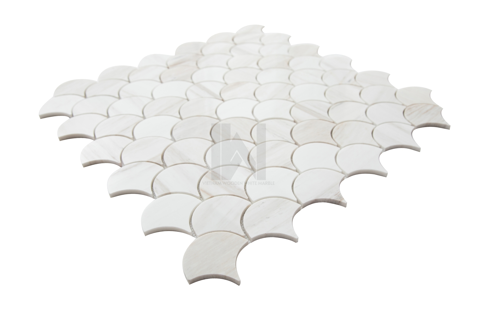 Wooden White Fish Scale Marble Mosaic
