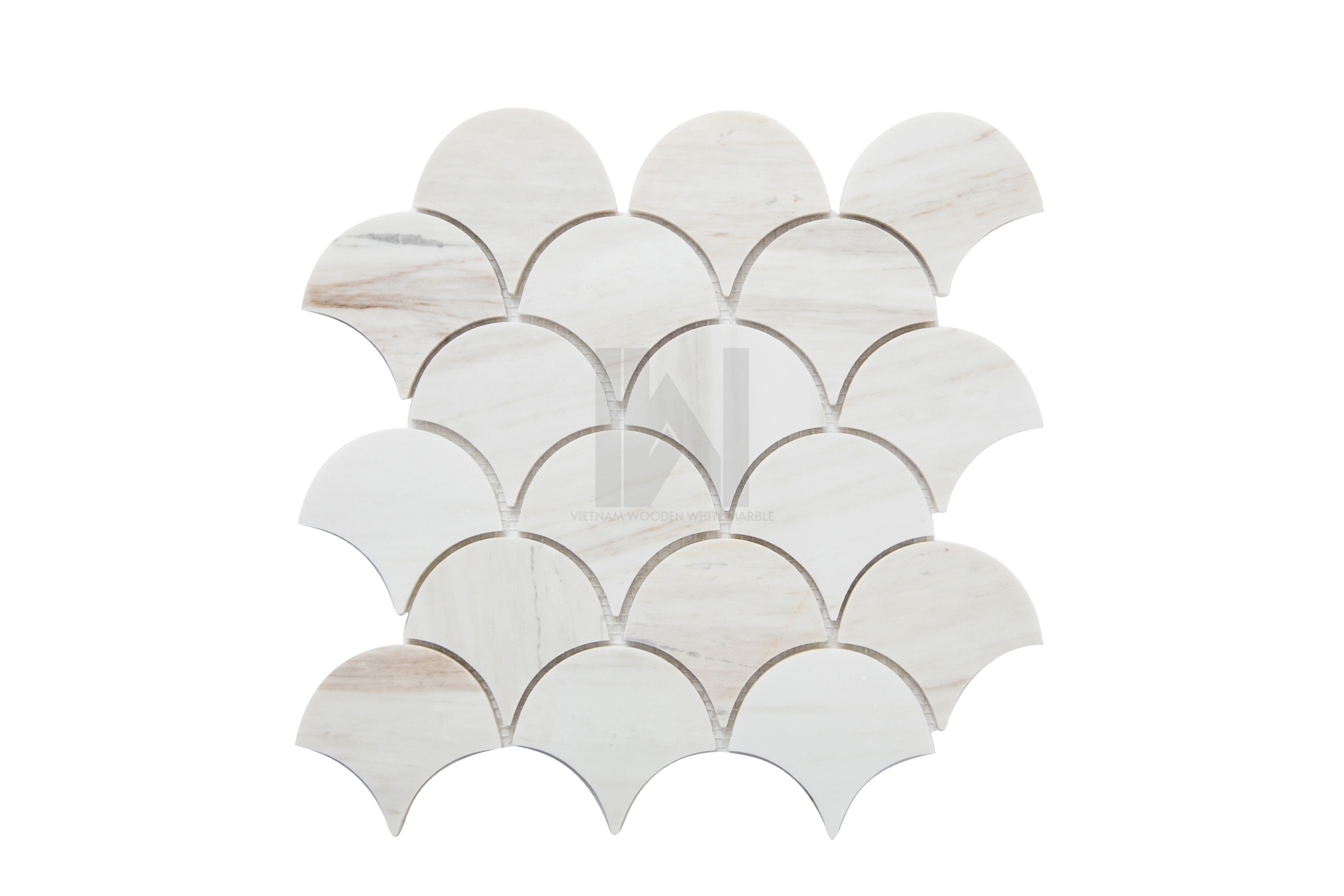 Wooden White Fish Scale Marble Mosaic
