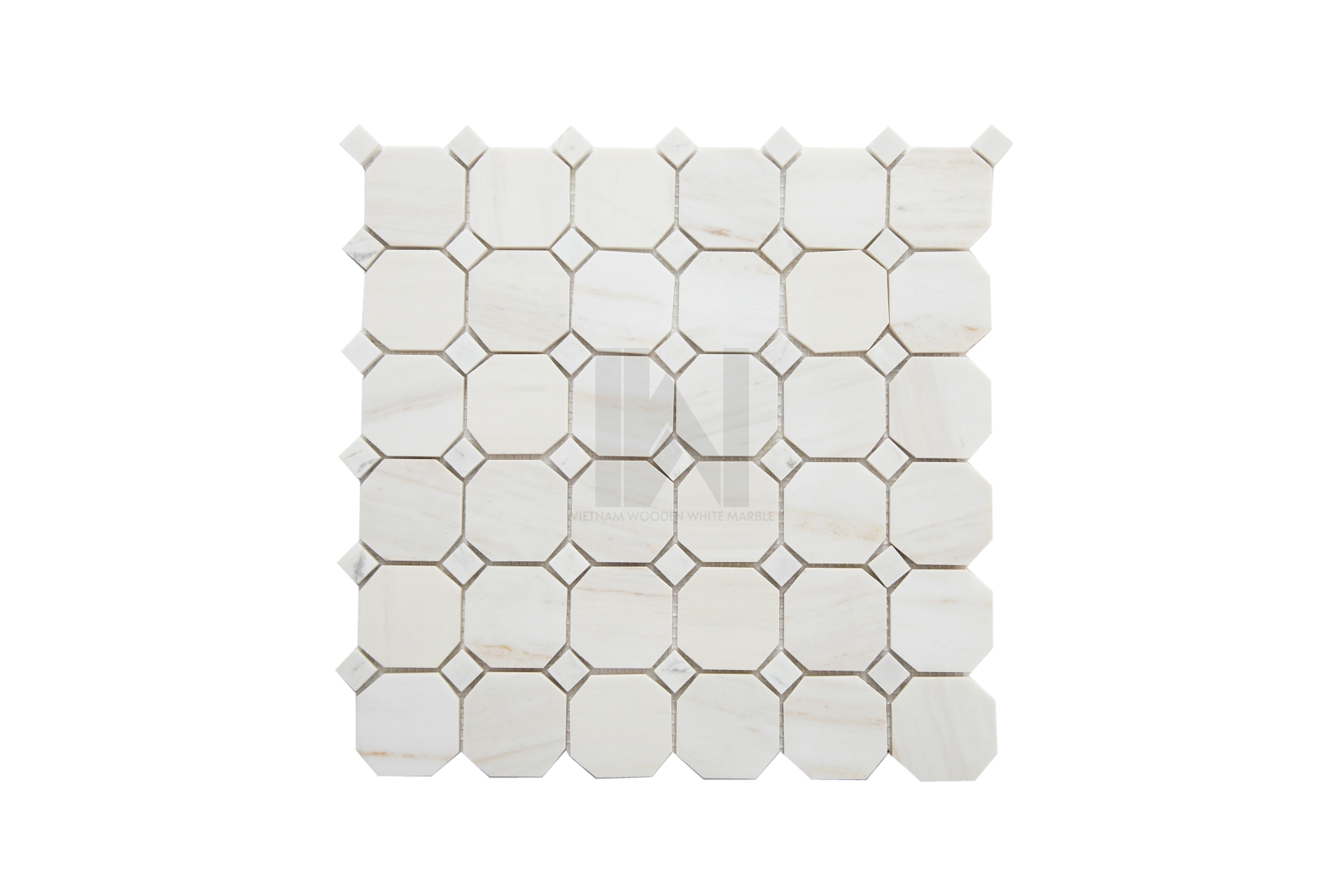 Wooden White Octagon Marble Mosaic