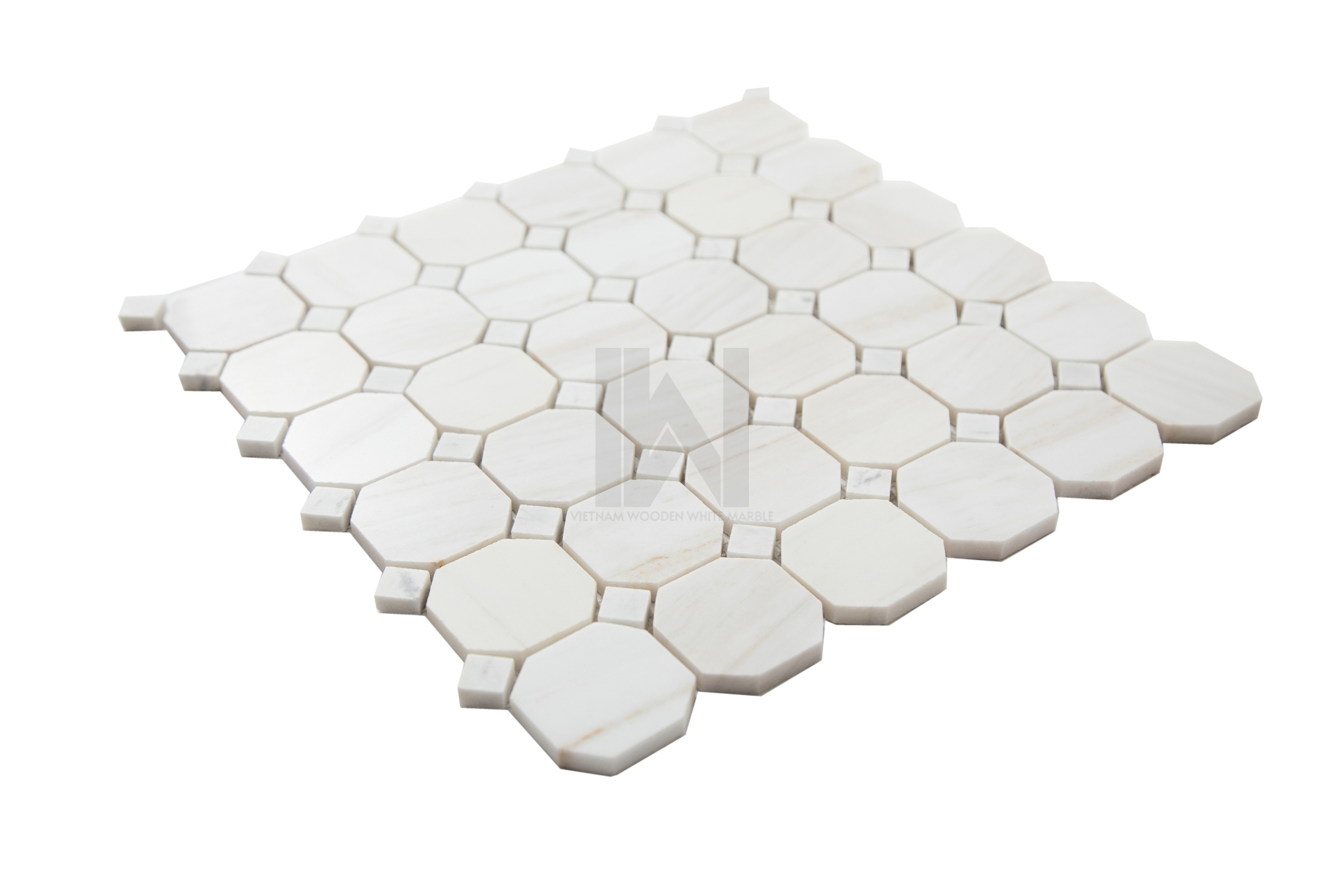 Wooden White Octagon Marble Mosaic