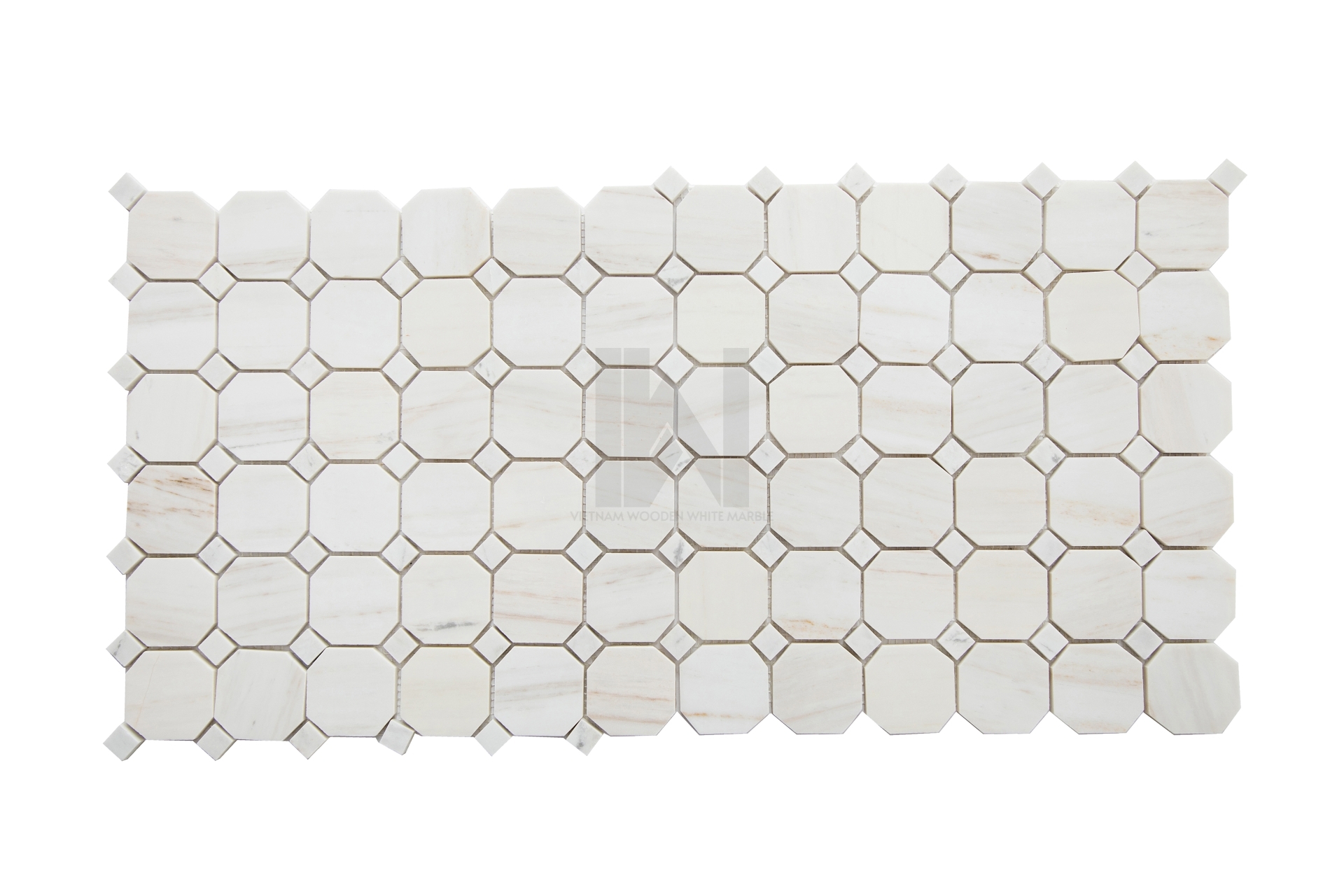 Wooden White Octagon Marble Mosaic