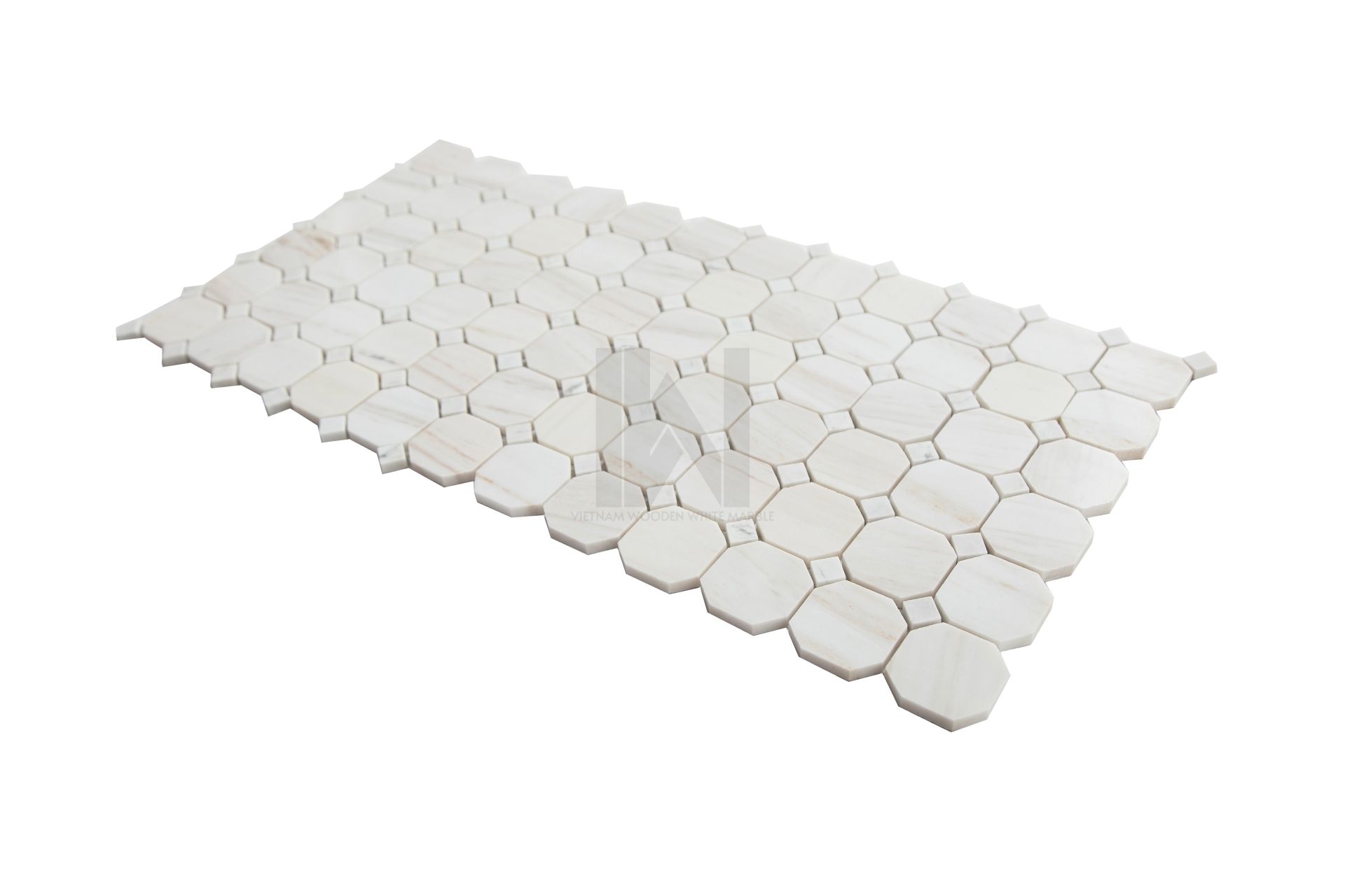 Wooden White Octagon Marble Mosaic
