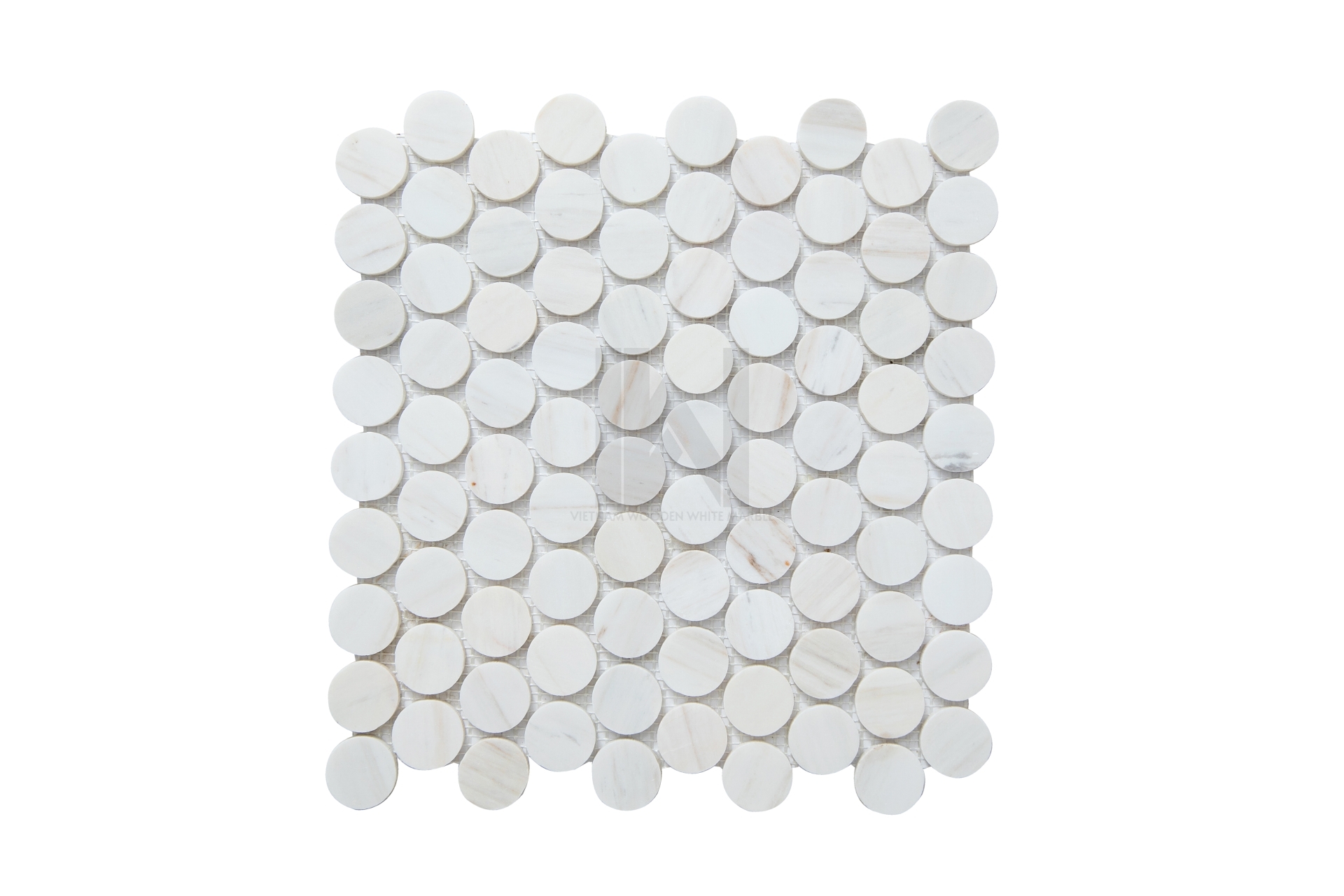 Wooden White Penny Round Marble Mosaic