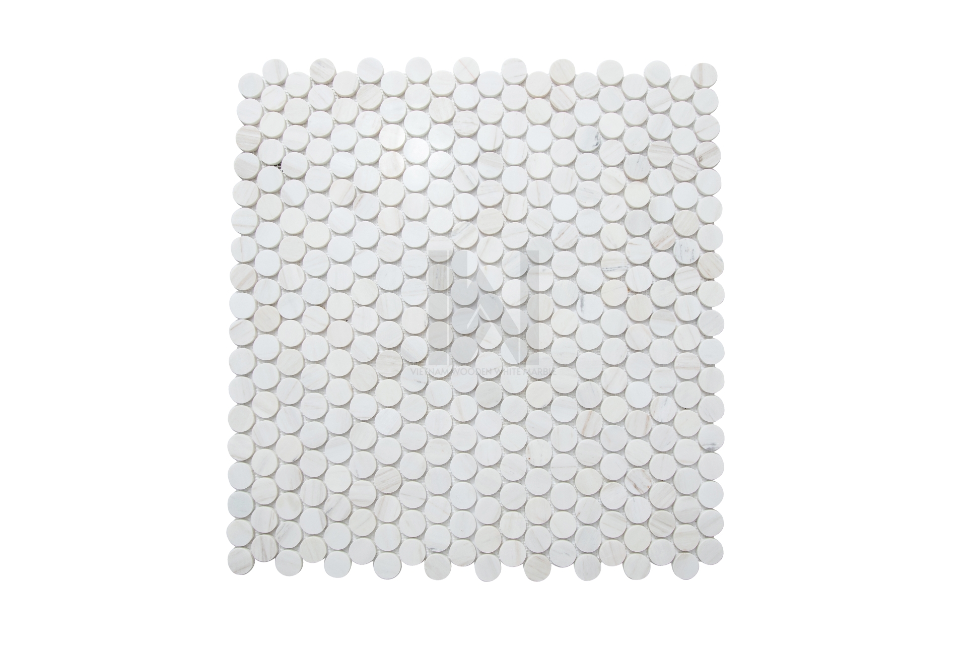 Wooden White Penny Round Marble Mosaic