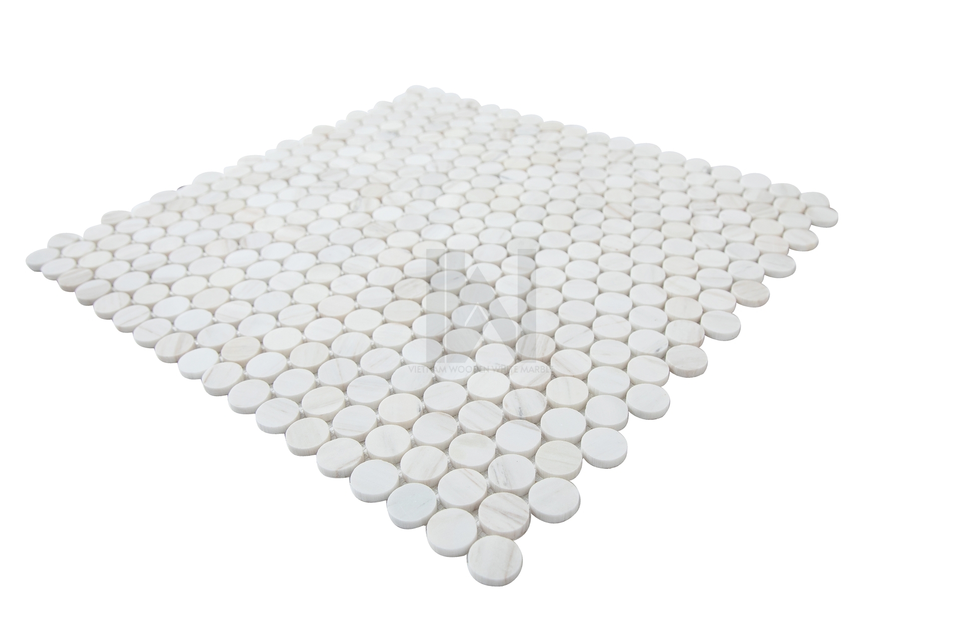 Wooden White Penny Round Marble Mosaic