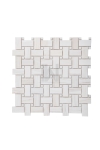 Wooden White Basket Weave Marble Mosaic