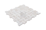 Wooden White Basket Weave Marble Mosaic
